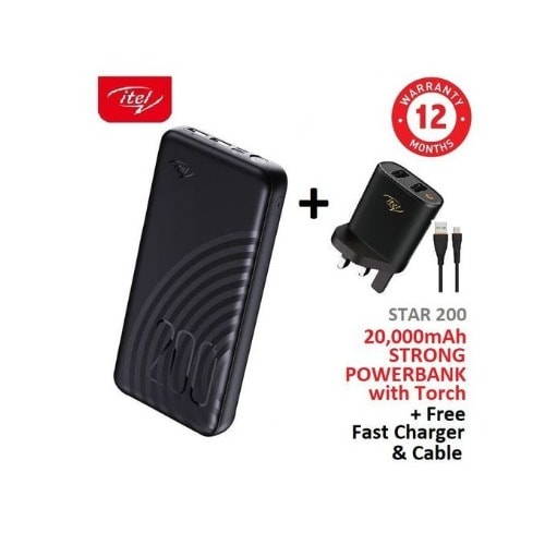 Power Bank With Torch + Free Charger - 20000mah