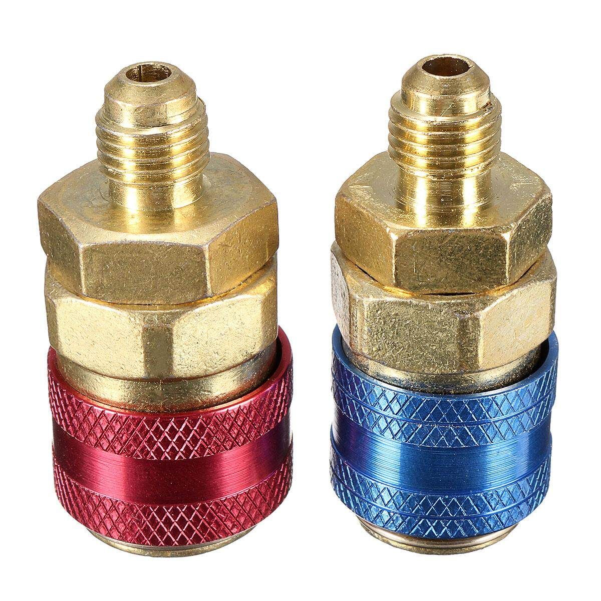 Pair Car Automotive AC R134A System Quick Couplers Connectors Adapter 1/4" Flare