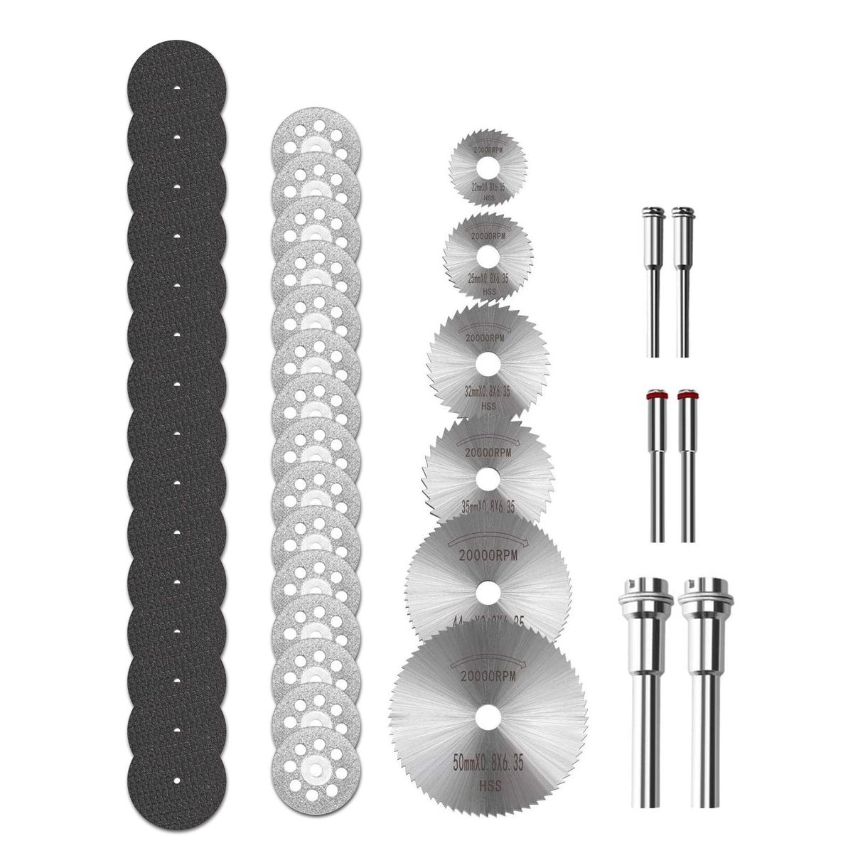 42 Pcs Cutting Wheels Set,Resin Cutting Off Wheels With Mandrels, HSS Circular Saw Blades for   Wood Glass Plastic Stone Metal