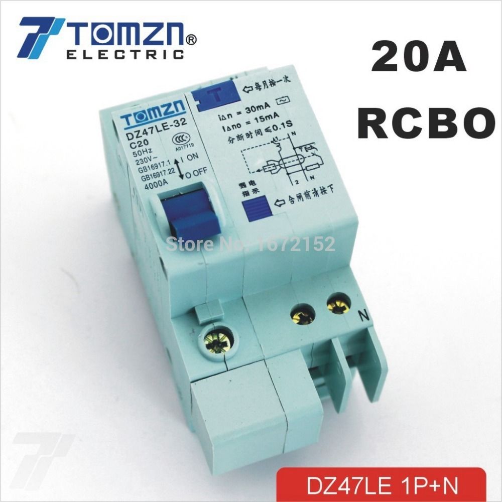 DZ47LE 1P+N 20A 230V~ 50HZ 60HZ Residual Current Circuit