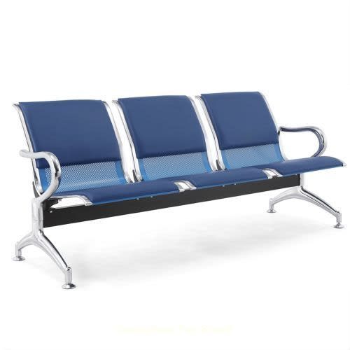 Office/ Airport Waiting Bench - Blue Leather Padded
