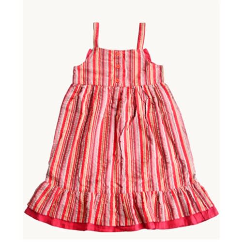Girls Striped Red Frill Detail Dress