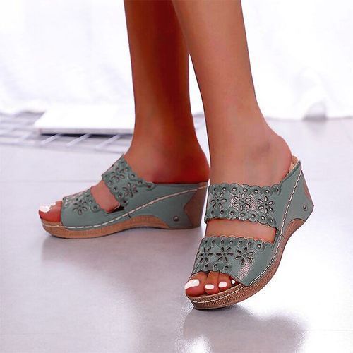 Slope Heel Summer Fish Mouth Ladies Sandals Hollow Set Foot High Heels