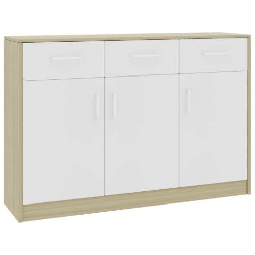 Dennis Sideboard - 3 Drawers + 3 Cabinets - Sonoma Oak & White