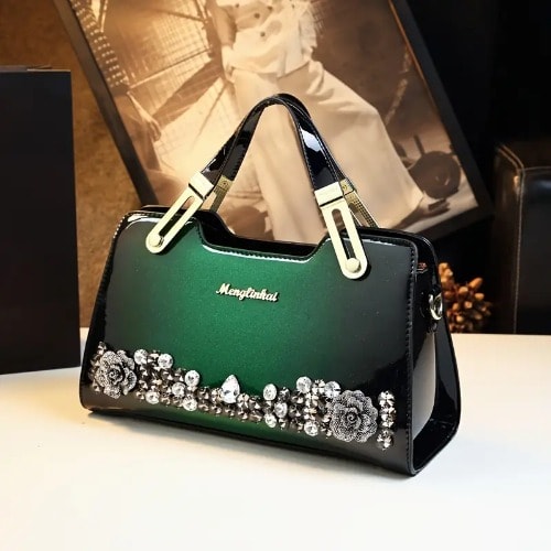 Menglinkai Fashion Gradient Top Handle Handbag - Green
