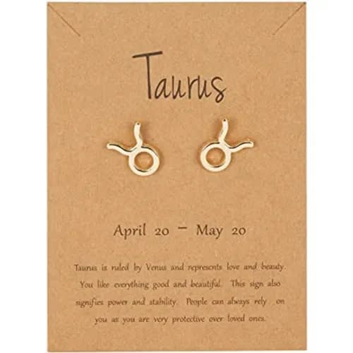 Gold Plated Zodiac Sign Taurus Earrings Stud