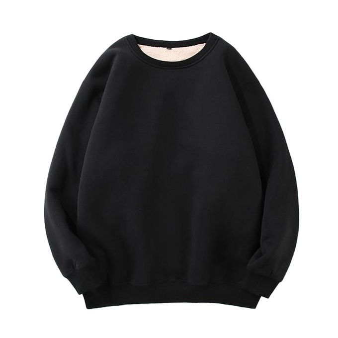 Casual Plus Velvet Thick Long-sleeved Pullover Jersey Black L