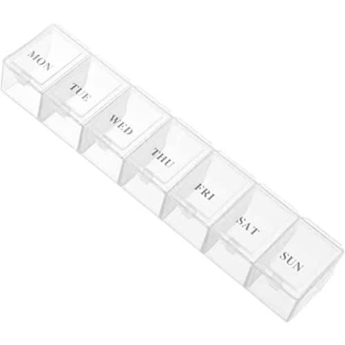 Transparent 7 Day Pill Box Organizer Case - White