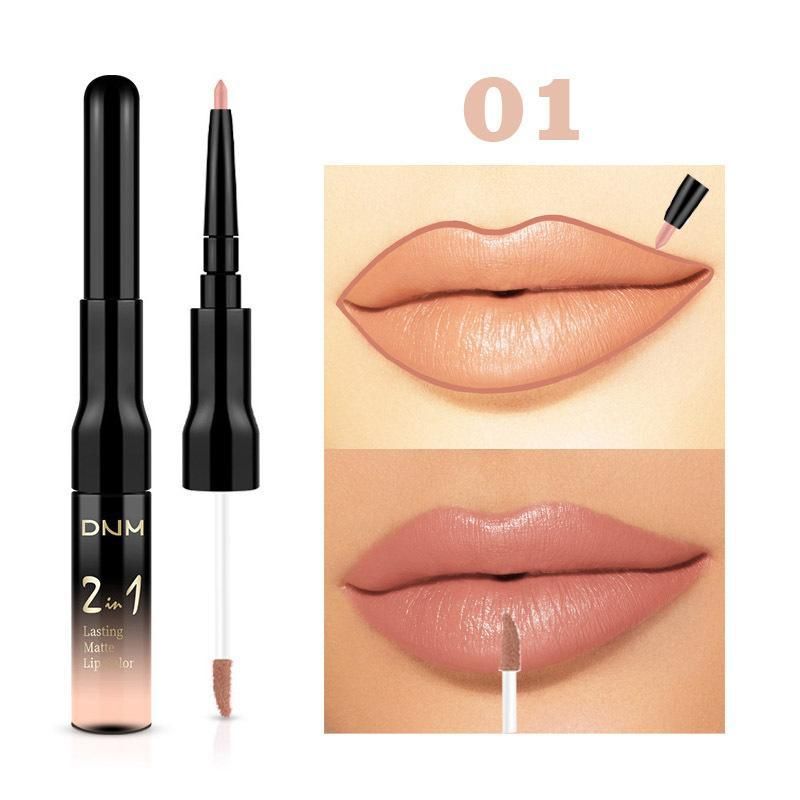 DNM Non-stick Cup Matte Double Lip Gloss Lip Liner 2 In 1