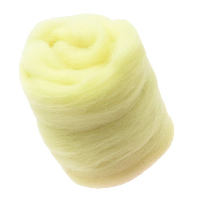 10g Yellow Wool Needlefelting Top Roving Dyed Spinning Light Yellow