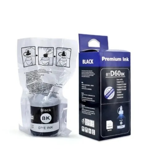Compatible D60bk Ink For Brother Bottle Cartridge- Black