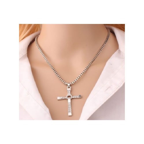 Cross Pendant Chain Necklace - Silver