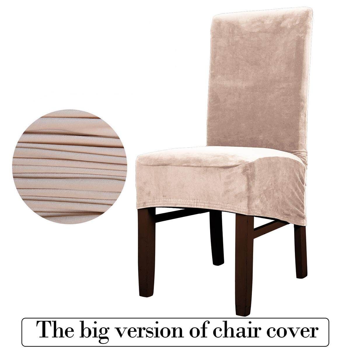 1/4Pcs Stretch Dining Chair Cover Seat Slipcover Plush Protector For Banquet Restaurant Wedding Beige