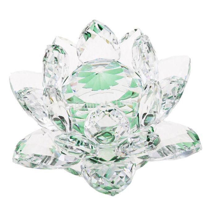 Crystal Figurine Collectibles Lotus Flower Model Wedding Green