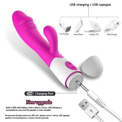 Rechargeable 30 Function Silicone Rabbit Vibrator Sex Toy