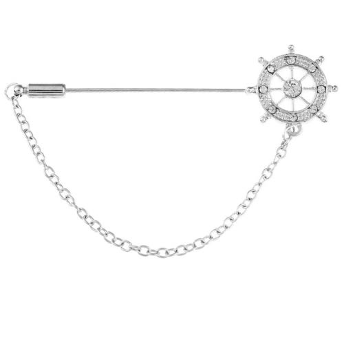 Rudder Anchor Lapel Brooch - Silver