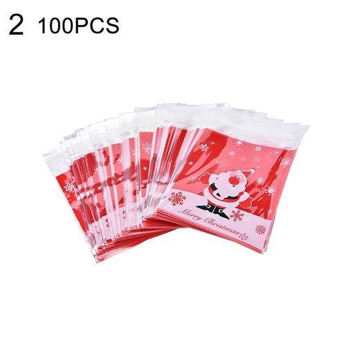 100Pcs Self-adhesive Christmas Cookie Candy Packaging Bag-2#
