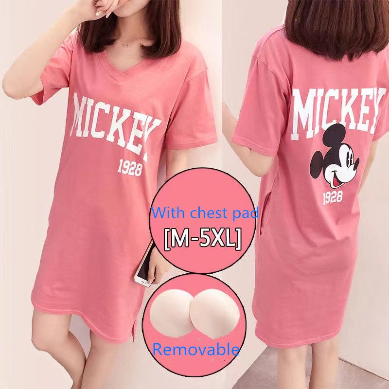 Summer Large Short-sleeved Pink Bra Pajamas