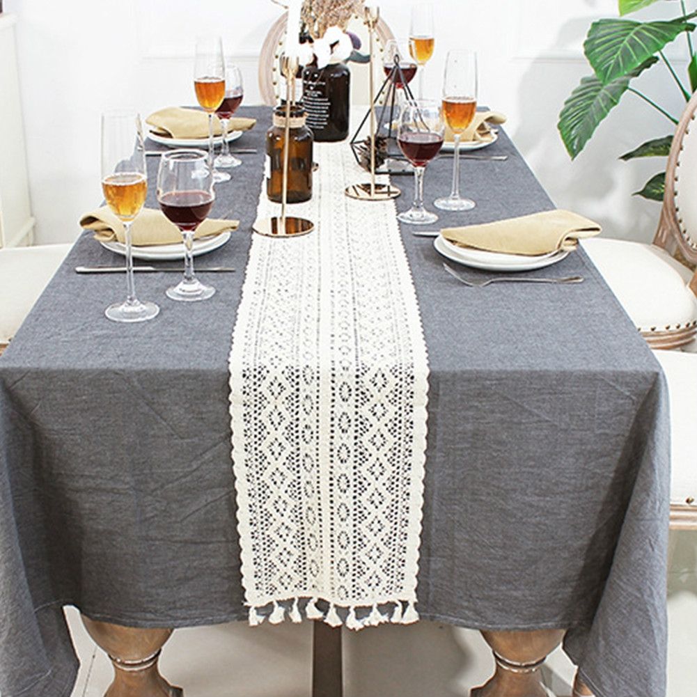 Tablecloth Tassel Lace Floral Retro Crochet Hollow Cotton Table Flag