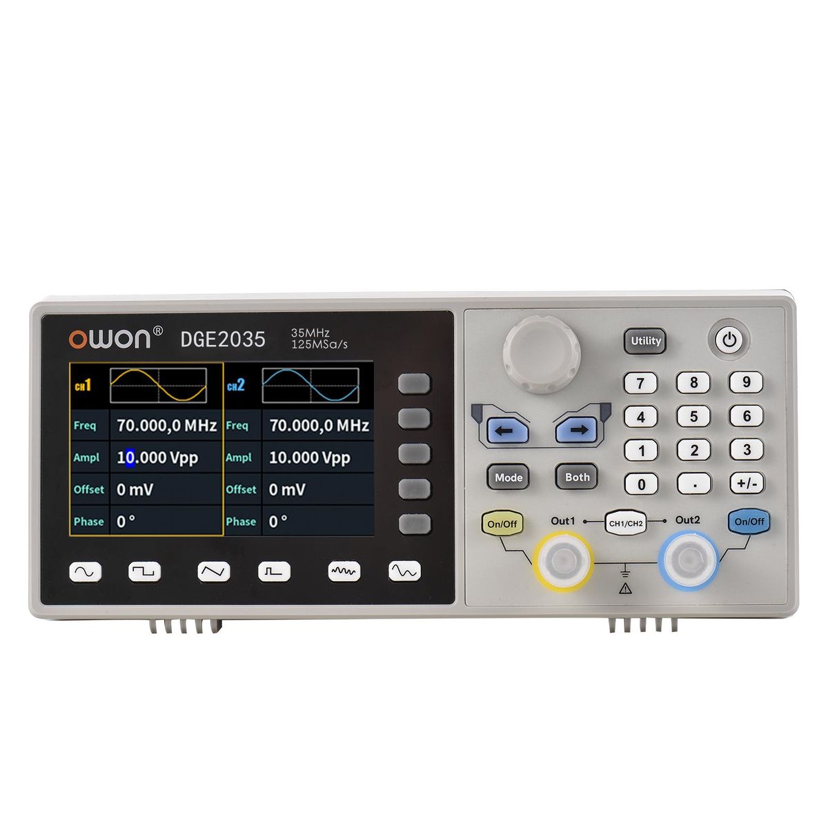 Owon DGE2035 Digital Storage Oscilloscope Dual Channel Mini Portable Oscillometer Arbitrary Waveform Generator 2CH 35MHz 125MS/s 3.6-inch LCD Display