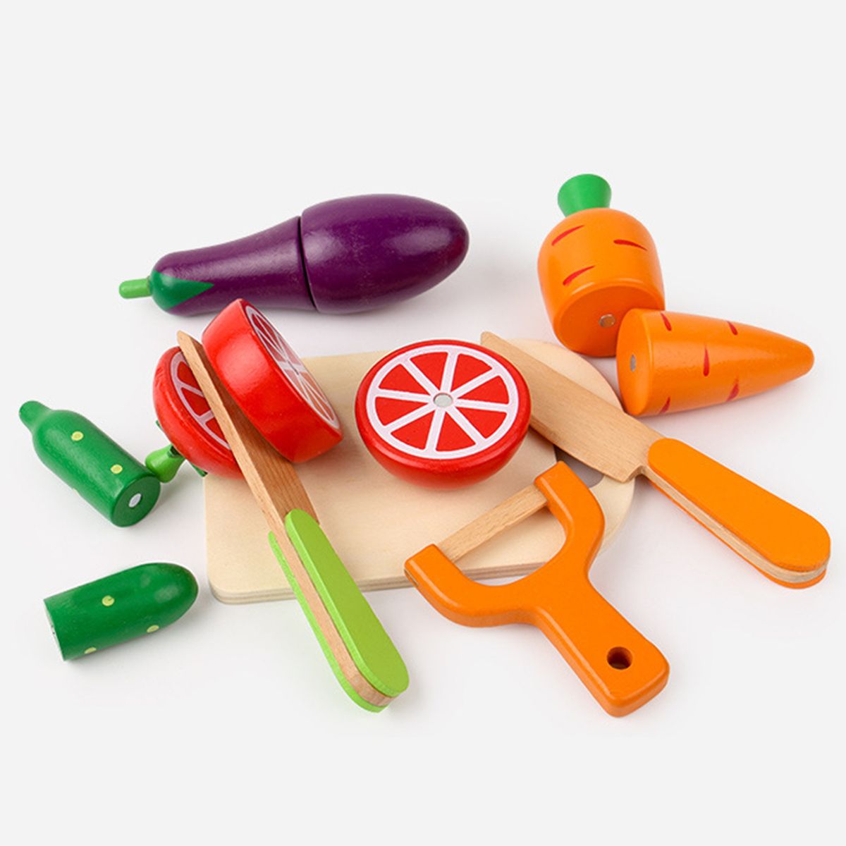 1 Set Kitchen Toy Pretend Play House Wooden Cut Vegetable Toy A
