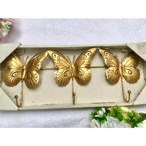 Garden Butterfly Metal Wall Hanging Decoration - Gold