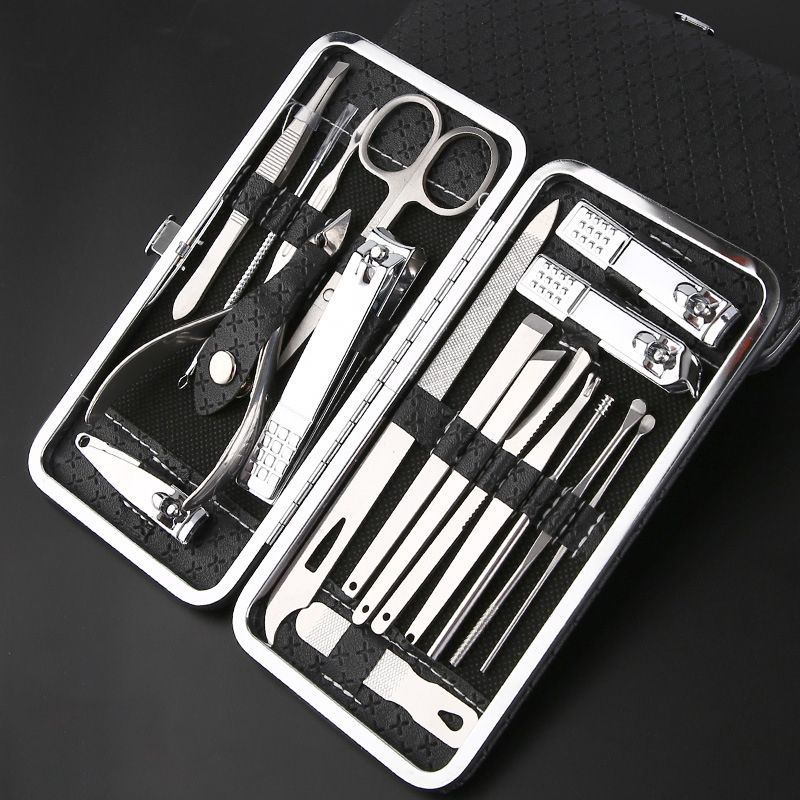 1 Set (19 Pieces) Nail Clipper Set Manicure Pedicure Tools Kit