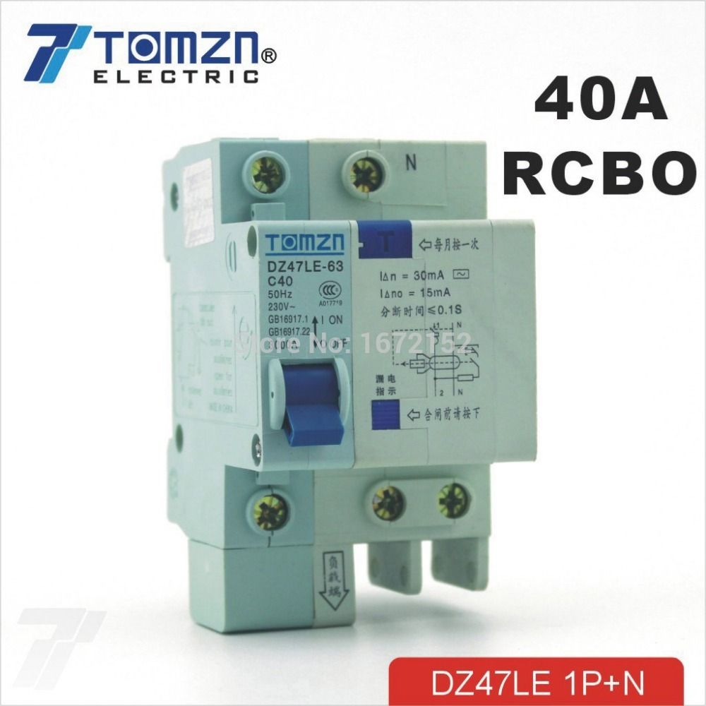DZ47LE 1P+N 40A Type 230V~ 50HZ 60HZ Residual Current
