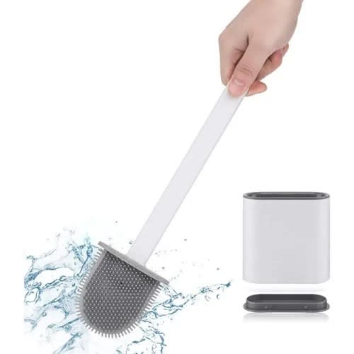 Silicon Flat Toilet Brush With Wall Hook