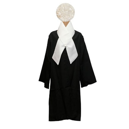 Full Lawyer Costume  With Wig - Black & White