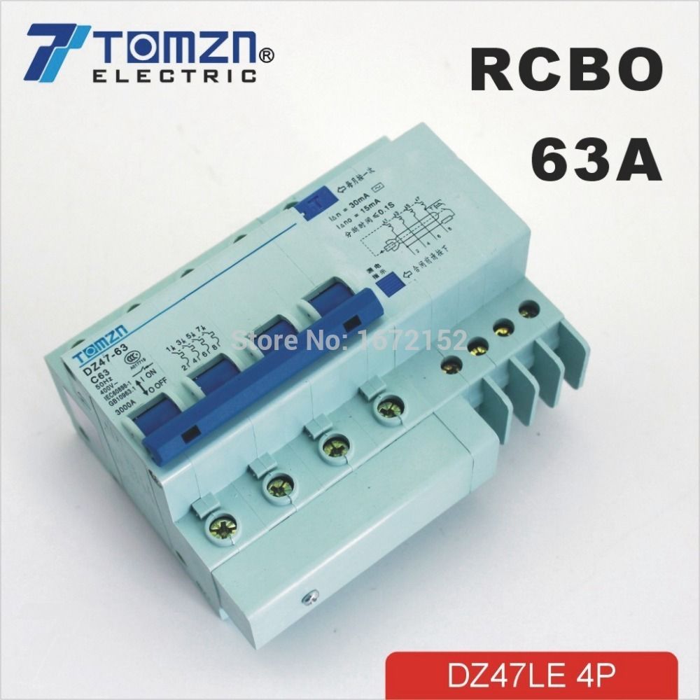 Current DZ47LE63A 400V~ Residual 4P Circuit 63A Type