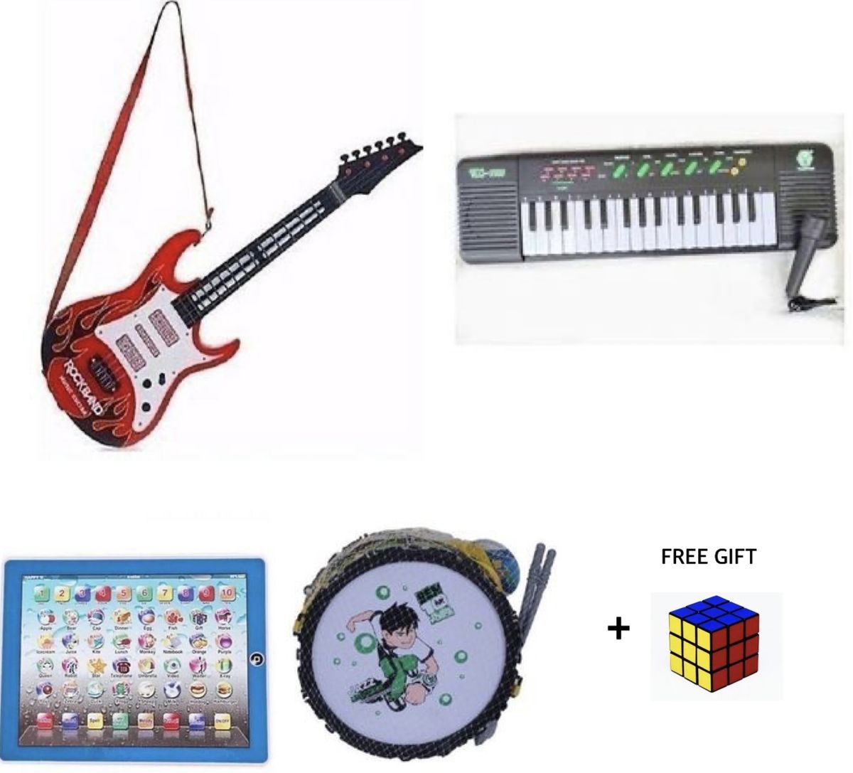 Kids Educational Y Pad,Guitar,Drum  And 32 Keys Piano