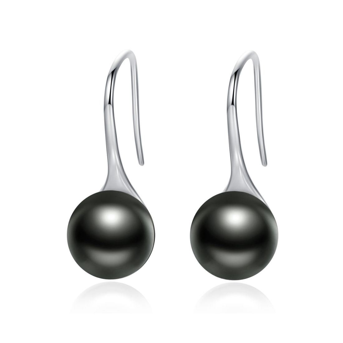 Sterling Silver Earrings, Color:Black