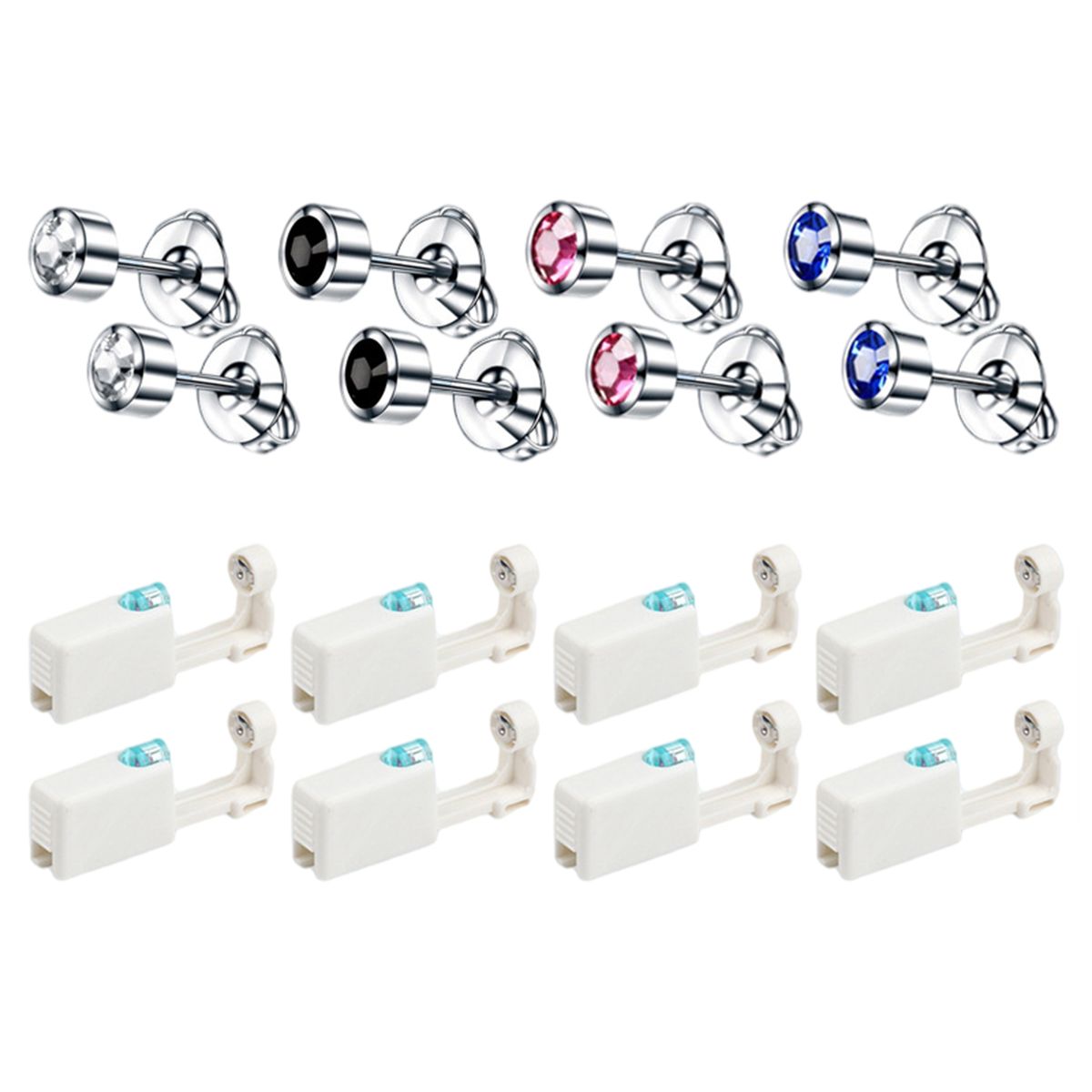8PCS Self Ear Piercing Tool Stainless Steel Ear Piercing Gun