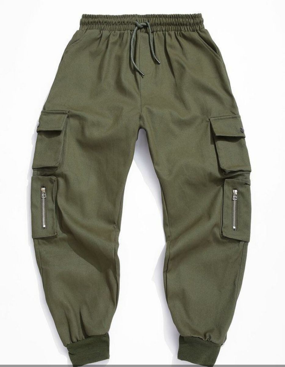 Dark Green Zippers Cargo Pant