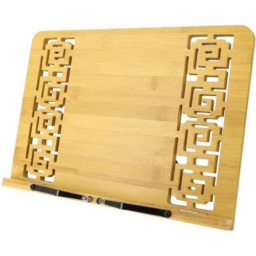 Bamboo Book Stand Adjustable Holder Tray Page Paper Clip (36
