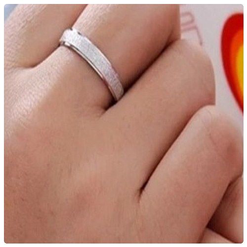 Silver Frosted Finish Stainless Steel Wedding 4mm Width Band
