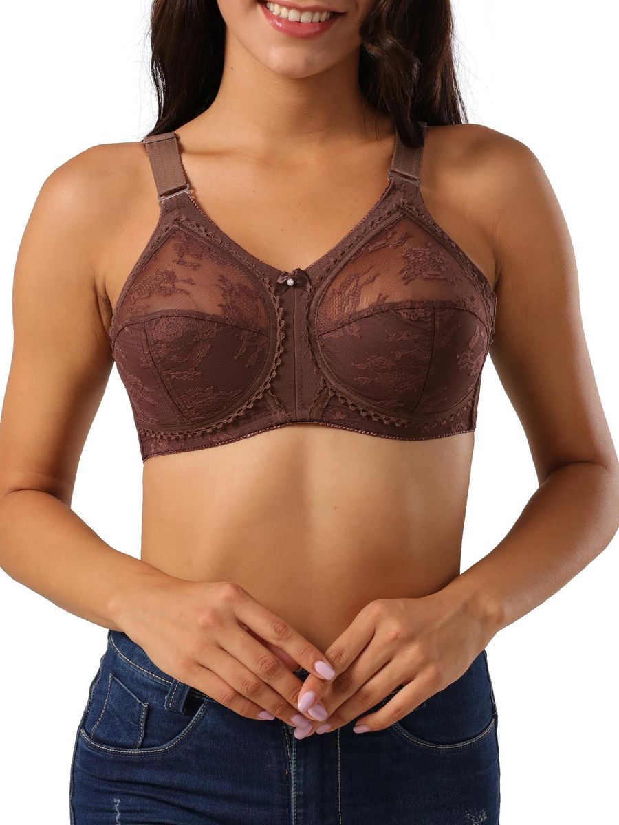 Women Plus Size Bra Full Coverage Wirefree Comfort Lace Bralettes