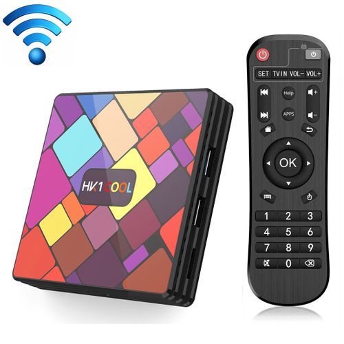 HK1COOL 4K UHD Smart TV Box With Remote Controller, Android 9.0 RK3318 Quad-core Cortex-A53, 4GB+128GB, Support WiFi & BT & AV & HDMI & RJ45 & TF Card