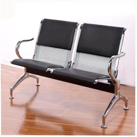 2 Seater Airport Waiting Chair With Black Cushion