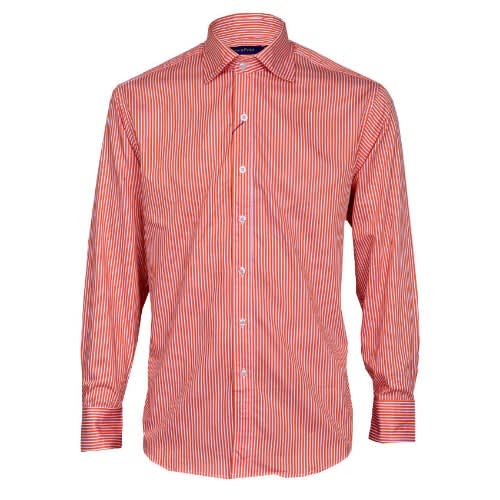 Men's Striped Long Sleeved Shirt - Orange