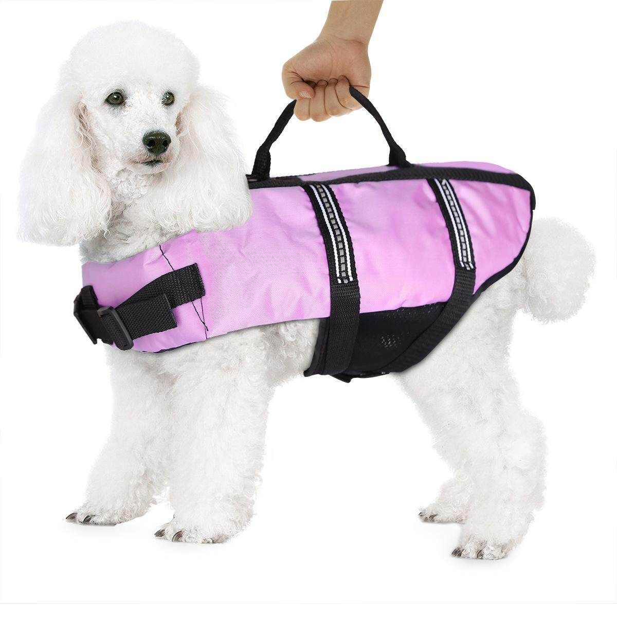 Dog Life Jacket Swimming Reflective Pet Preserver Aquatic Safety Size L