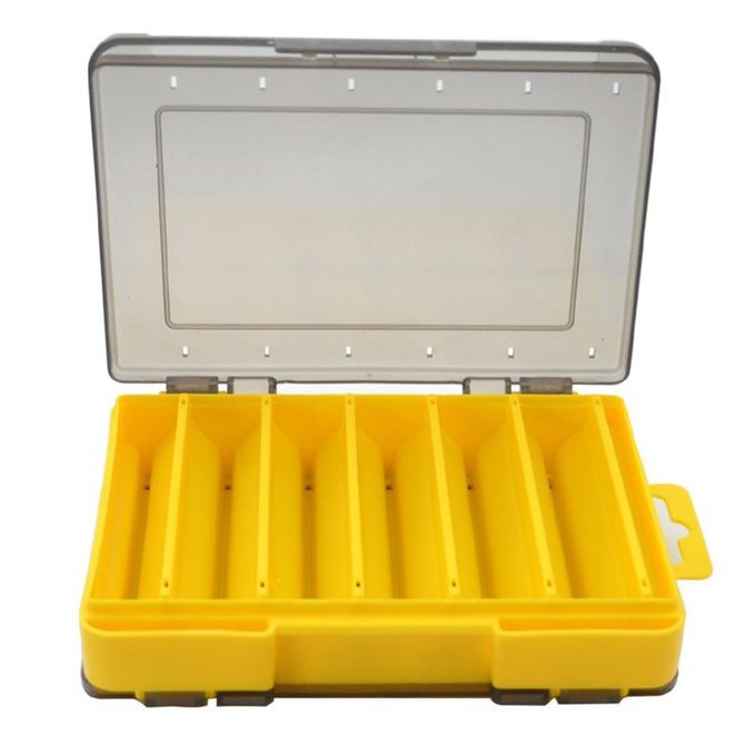Double-layer Lure Multifun Tional Storage Box Waterproof Bait A  Essory-gray+yellow-14cm*10.5cm*3.3cm