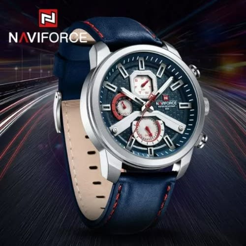 Men's Leather Strap Quartz Multi-function Wrist Watch