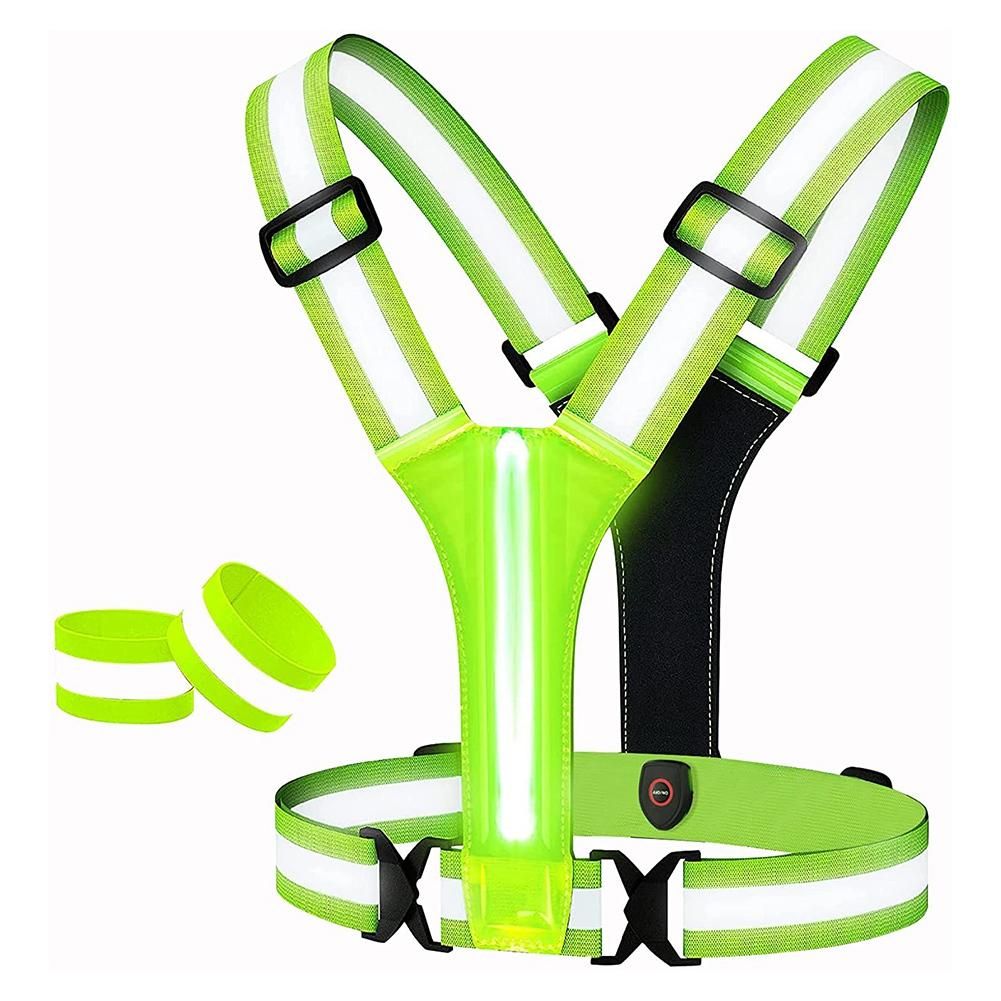 LED Reflective Vest Running Gear,USB Rechargeable LED Light