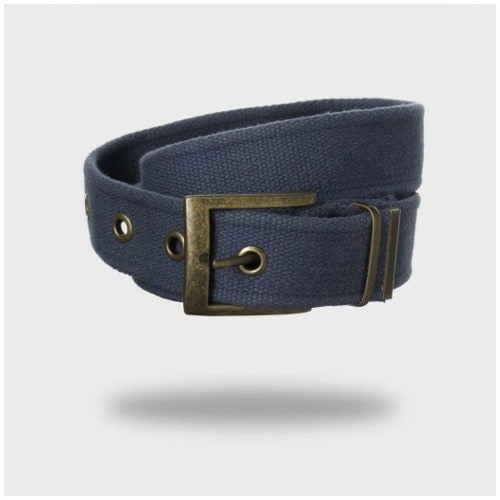 Men's Brass Effect Pin Buckle Canvas Belt - Blue