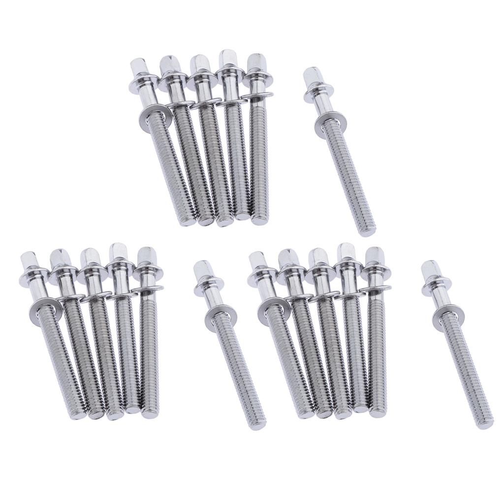 18pcs Chrome 60mmx5mm Drum Tension Rods For Tom Snare Drum