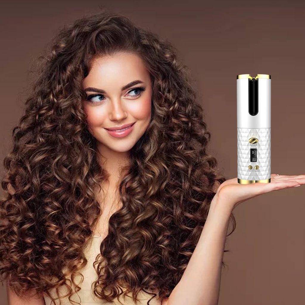 Automatic Wireless Hair Curler Cordless Hair Waver Portable White