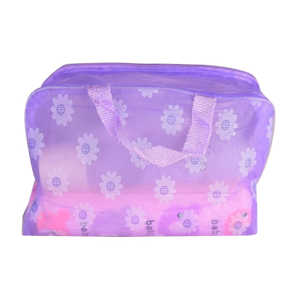 Portable Flower Waterproof Travel Cosmetic Toiletry Storage Pouch Makeup Bag-Purple