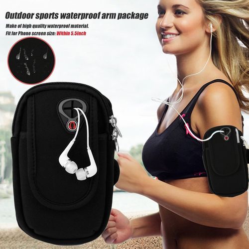 Waterproof Sport Arm Band Holder Pouch Case Earphone Hole For 5.5" Cellphone -0